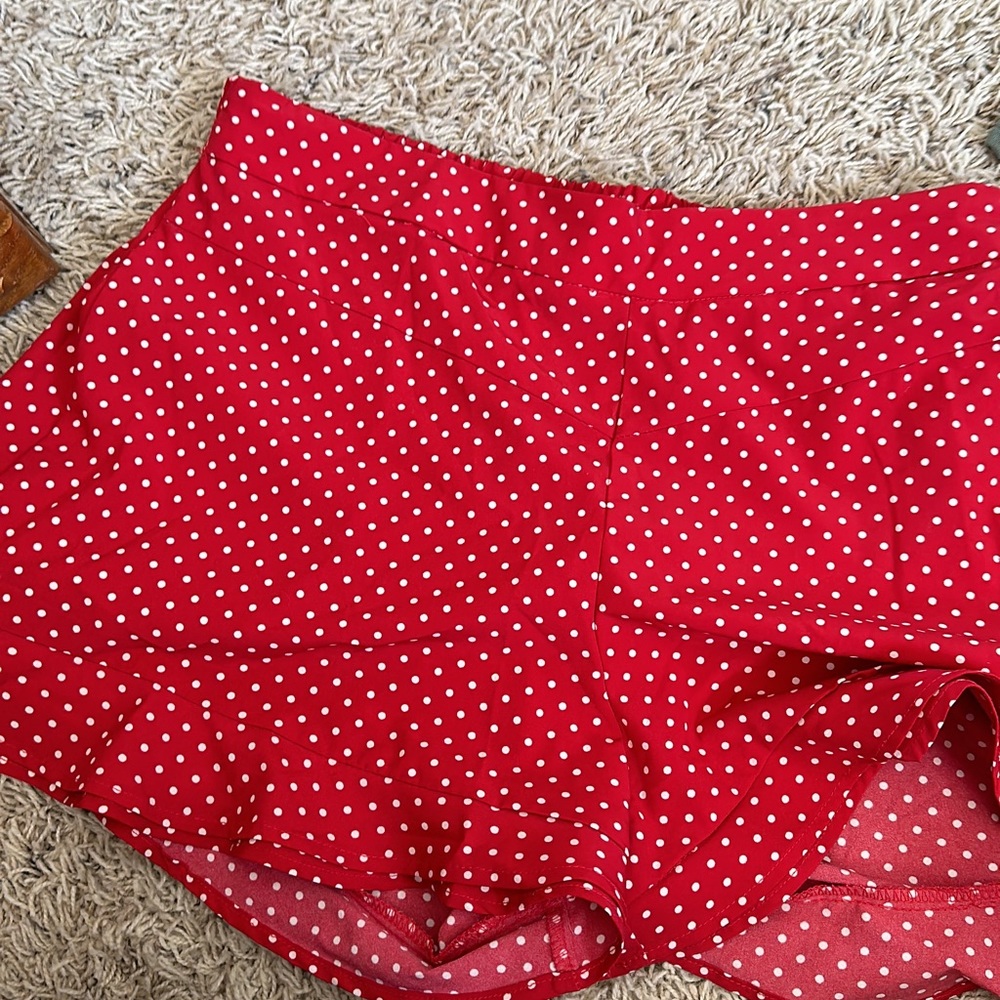 Red and white polka dot shorts